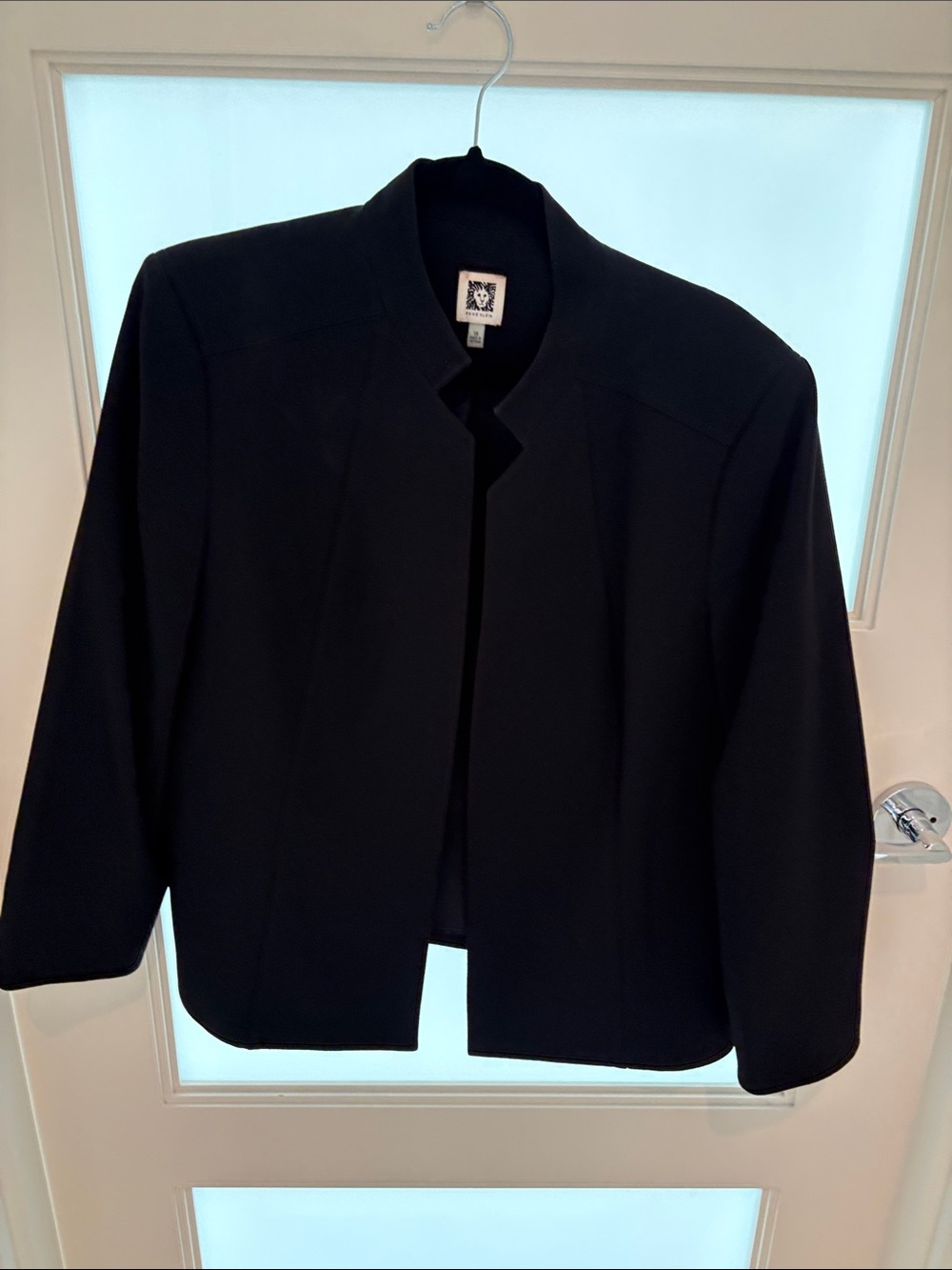 Anne Klein Women's Black Open-Front Collarless Blazer